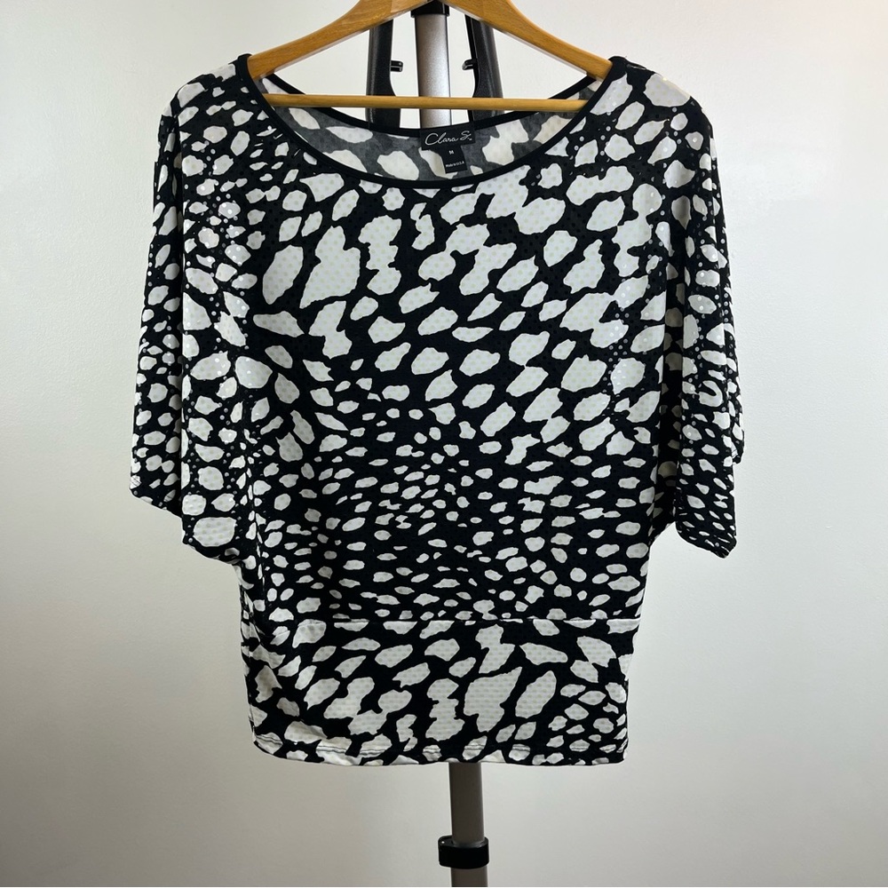 Clara S Women's Size Medium Blouse Shimmery Animal Print Design